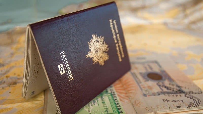 travel documents including passport for tour holiday