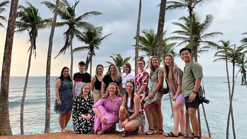 A group of travellers while in Coconut Tree Island, Mirissa