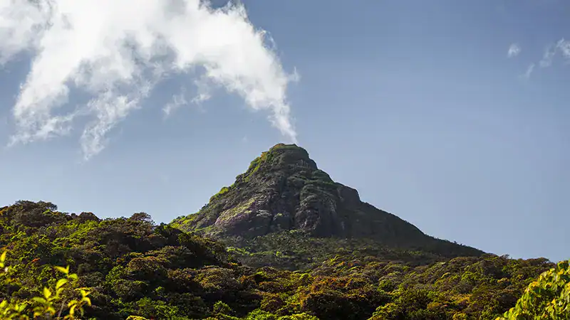 The Adam's Peak (Sri Pada mountain) with the cloud